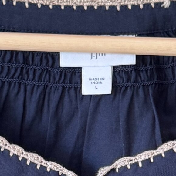 J.Jill Sz Lg Top Pheasant Lightweight Cotton Embroidered 3/4 Sleeve Flowy Summer - Picture 12 of 14